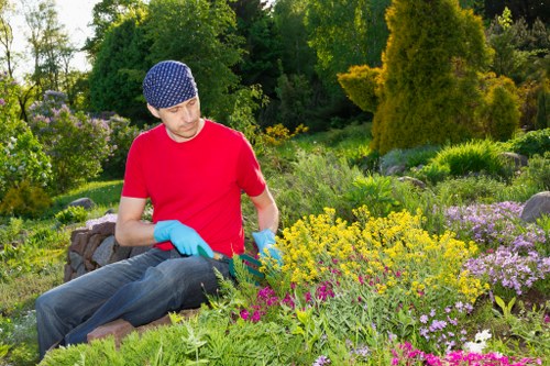 PPE used by landscapers during garden clearance work